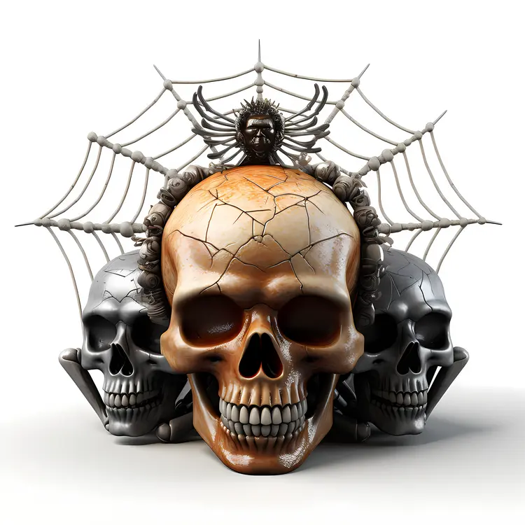 Three Skulls with Spider
