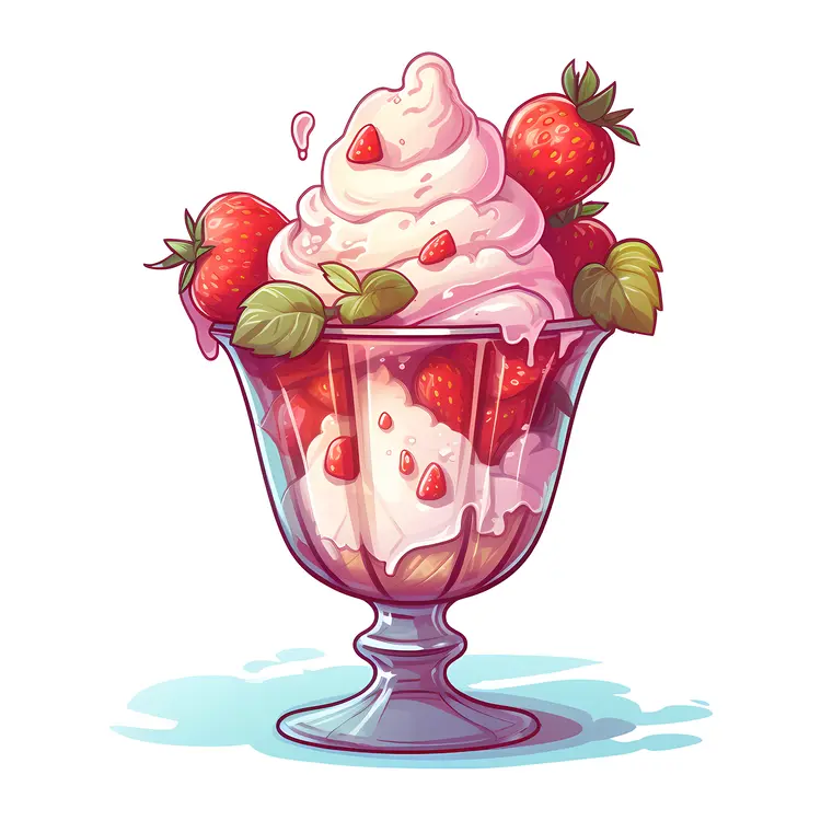 Delicious Strawberry Sundae with Fresh Strawberries