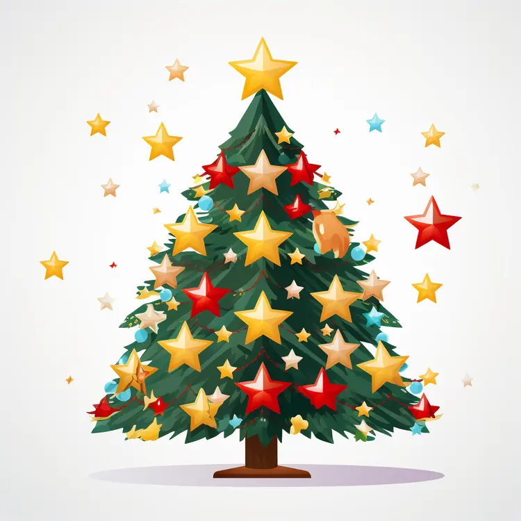 Christmas Tree with Stars and Ornaments