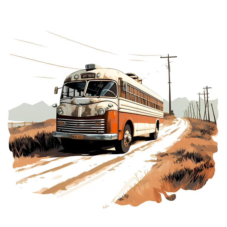 Vintage Bus on a Countryside Road