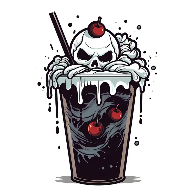 Spooky Skull Milkshake with Cherries
