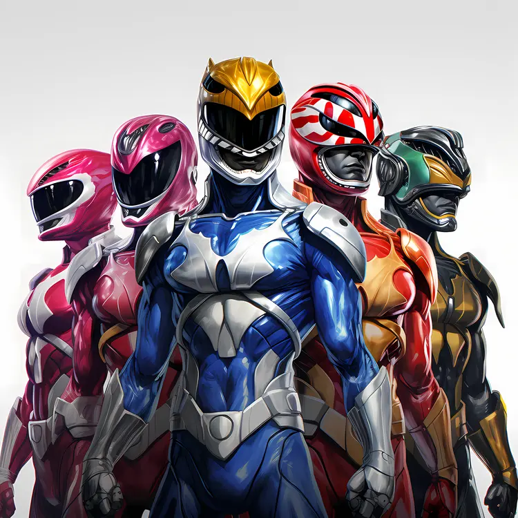 Colorful Power Rangers in Action Poses