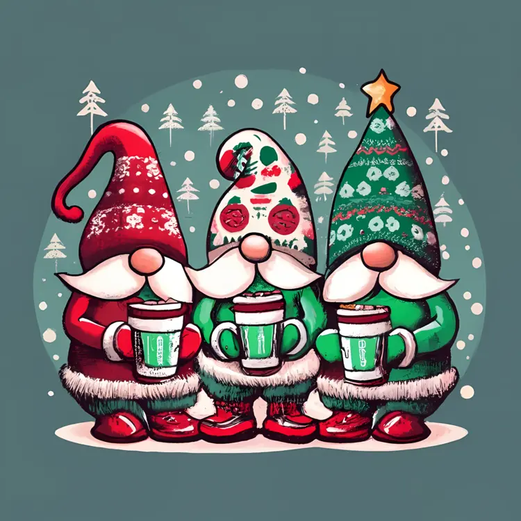 Christmas Gnomes with Coffee
