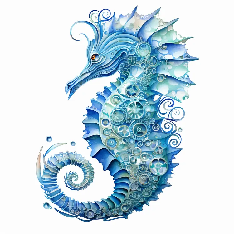 Beautiful Artistic Seahorse Illustration