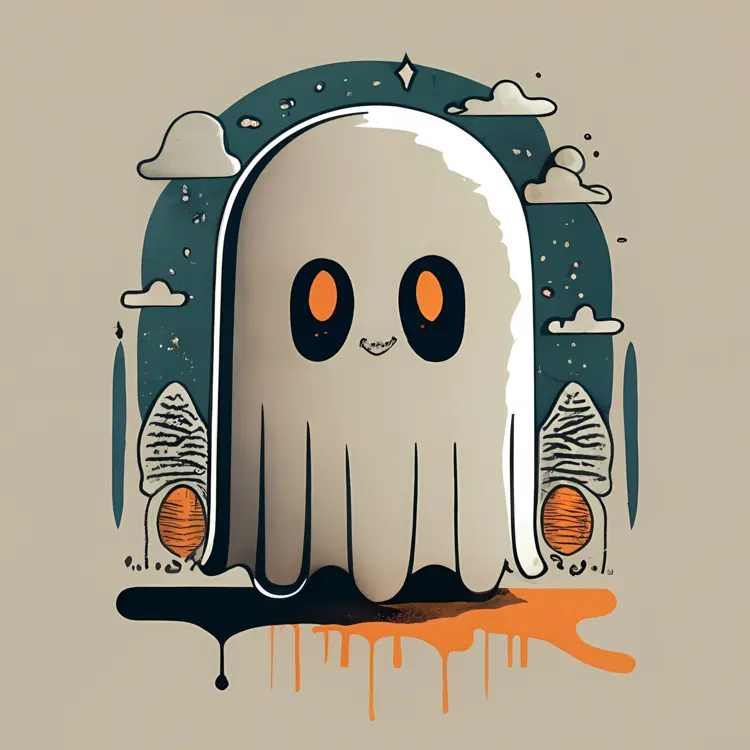 Happy Ghost with Orange Eyes