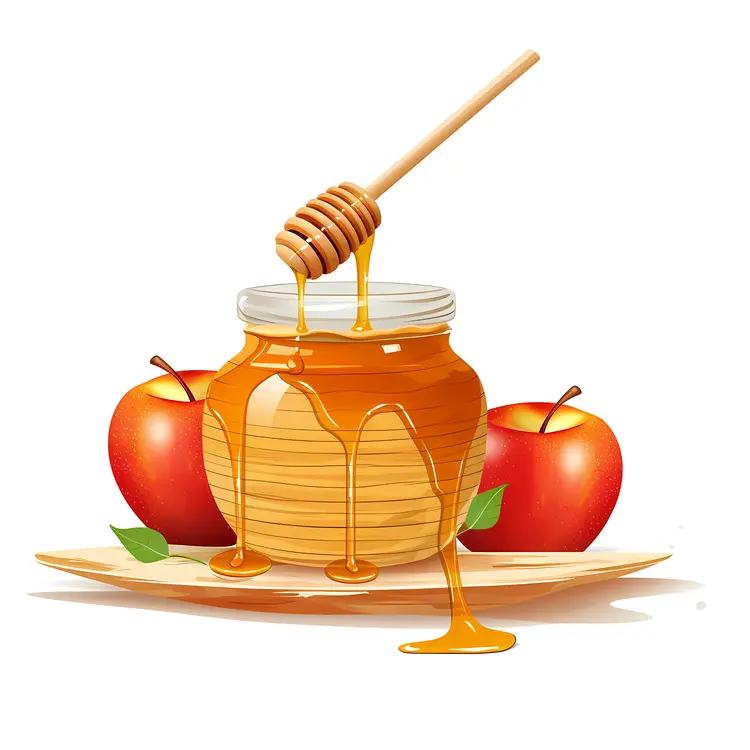 Honey Jar with Apples for Rosh Hashanah
