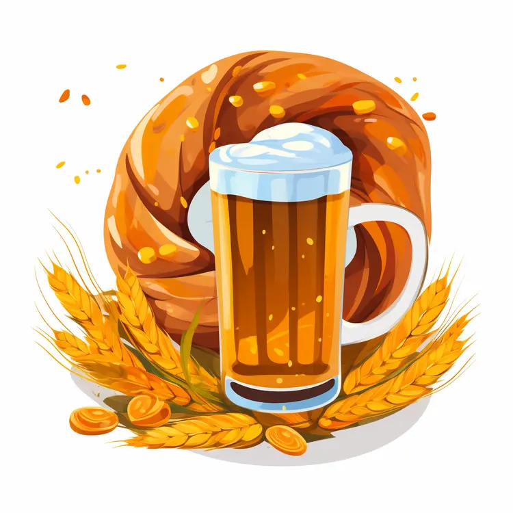 Beer and Pretzel Illustration for Oktoberfest Celebration