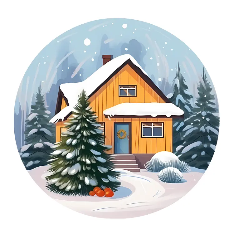 Small Cute Doodle House in Winter