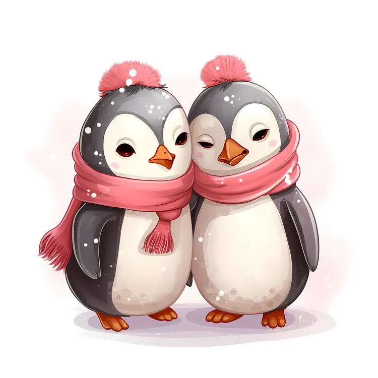 Cute Penguins with Scarves