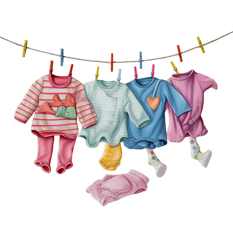 Colorful background of children's clothing and accessories for rainy days