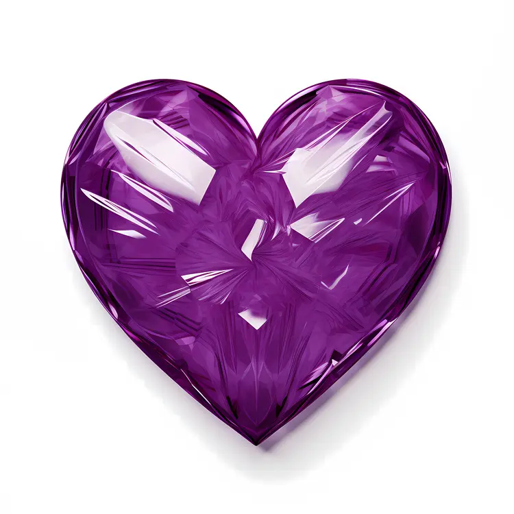 Shiny Purple Heart Gemstone for Valentine's Day