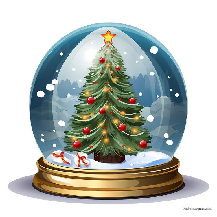Christmas Tree in Snow Globe with Candy Canes