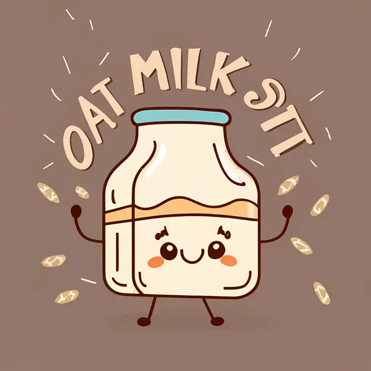 Oat Milk Bottle Cartoon
