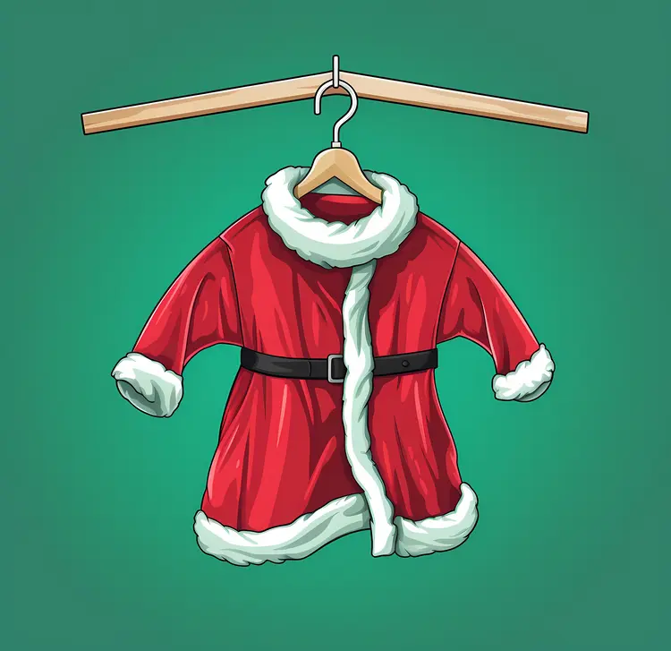 Red Santa Claus Coat on Hanger
