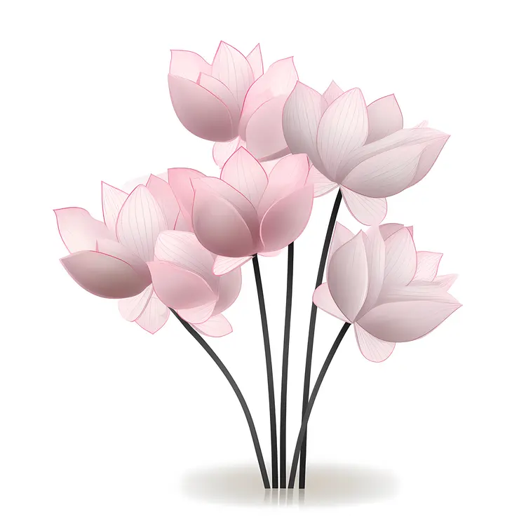 Beautiful Pink Lotus Flowers Illustration