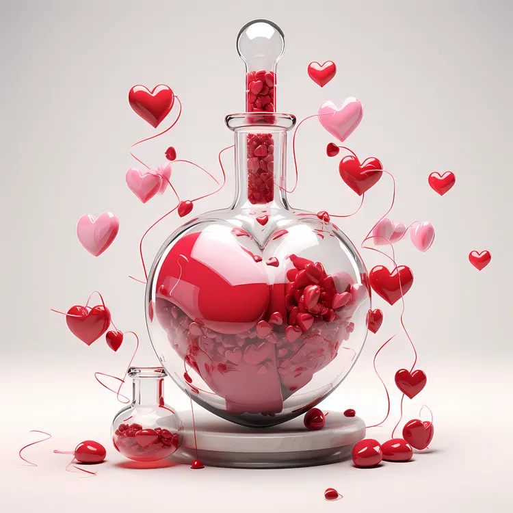 Large Heart Potion with Red Hearts