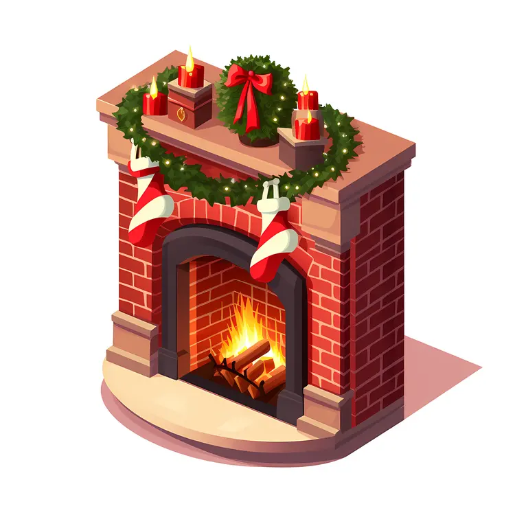 Cozy Fireplace with Christmas Decorations
