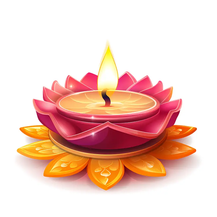 Beautiful Decorative Diya with Flame