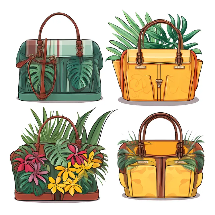 Tropical Themed Handbags with Floral Designs