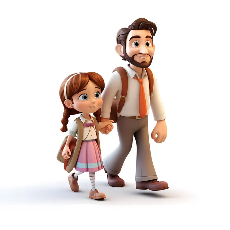 Father and Daughter Walking Together