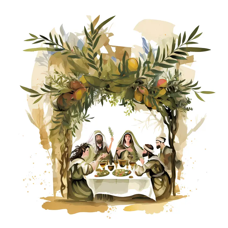 Decorated Tent with People Dining