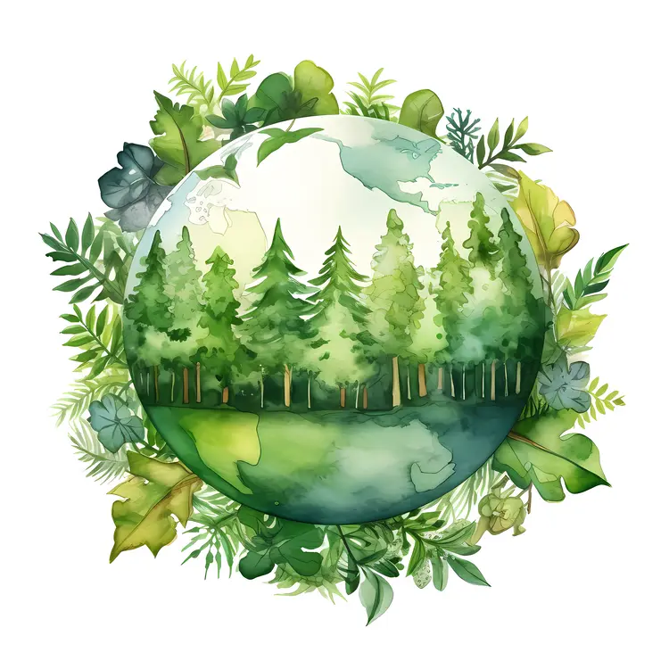 Earth with Forest Illustration