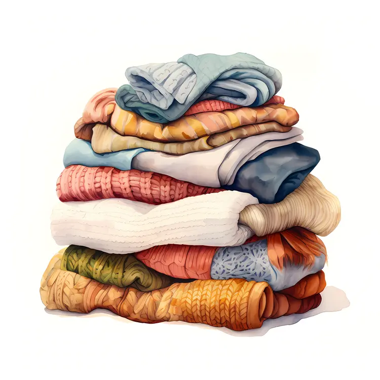 Colorful Pile of Cozy Sweaters