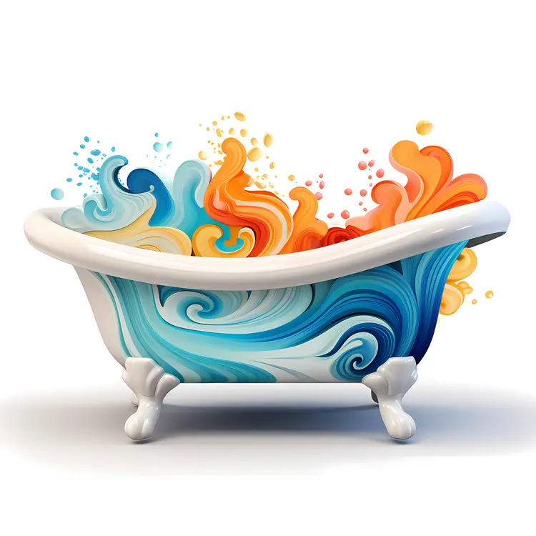 Colorful Bathtub with Swirling Patterns