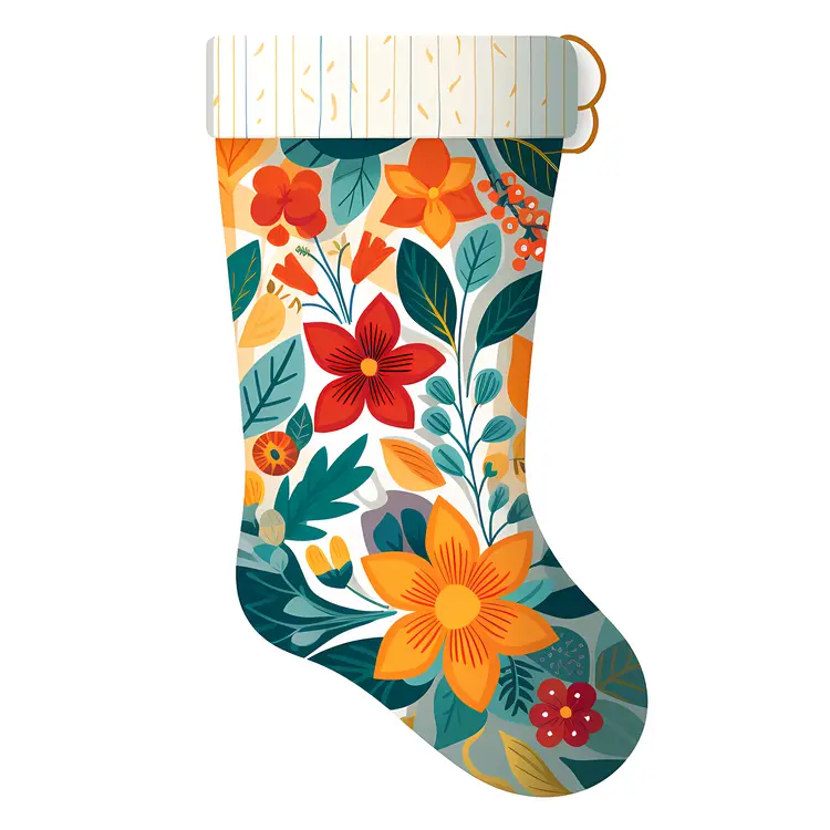 Colorful Floral Christmas Stocking