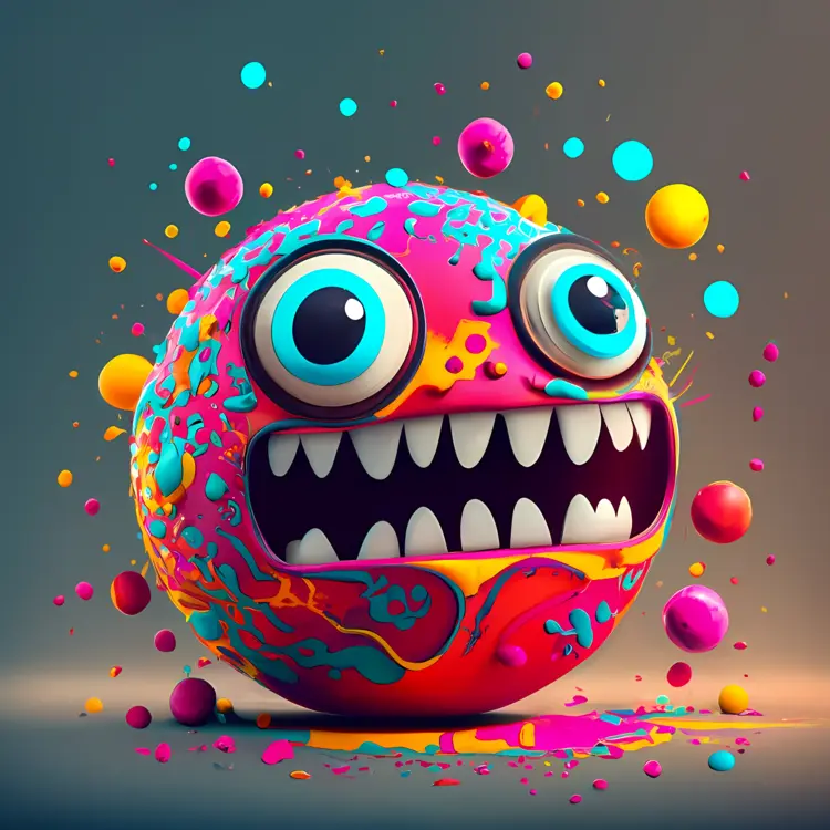 Colorful Monster with Big Eyes and Teeth