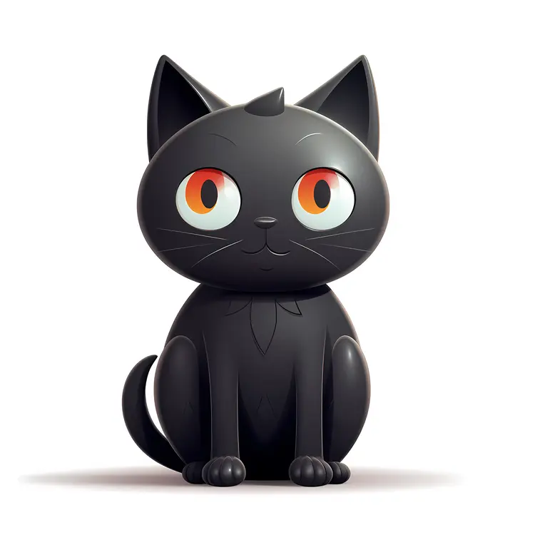 Cute Black Cat Cartoon Illustration for Halloween