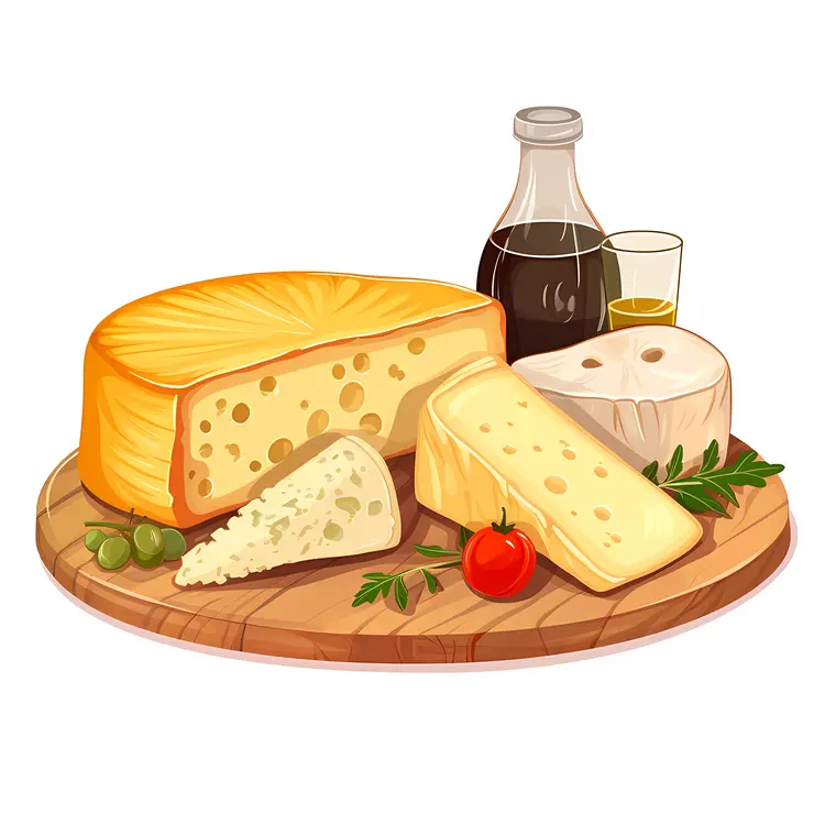 Cheese Platter with Tomato and Green Grapes