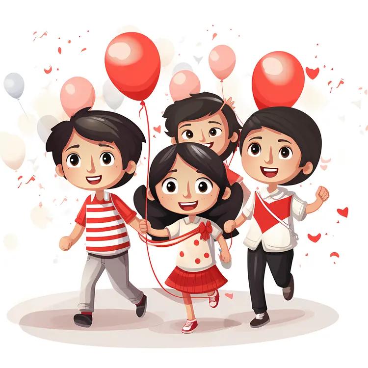 Happy Children with Balloons on Children's Day