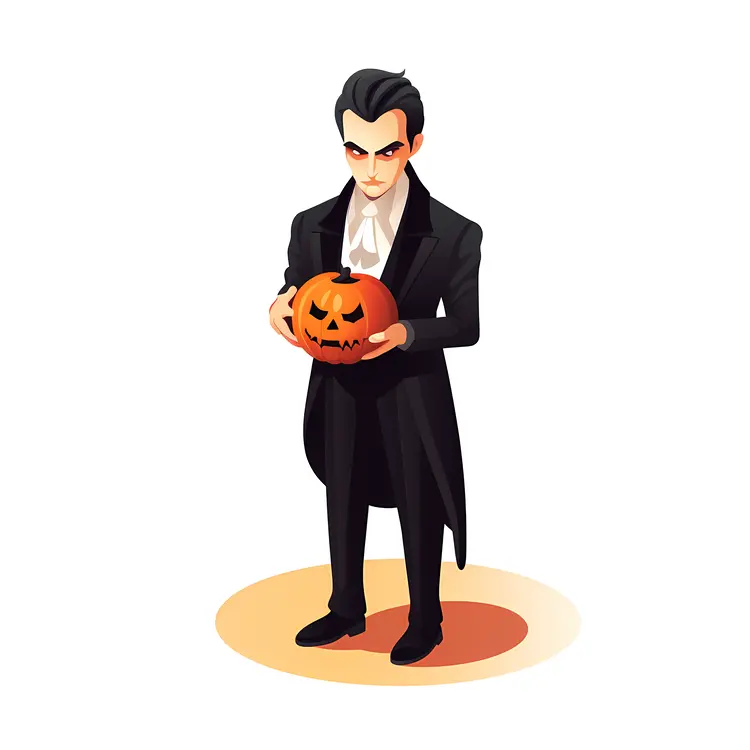 Vampire Holding a Pumpkin