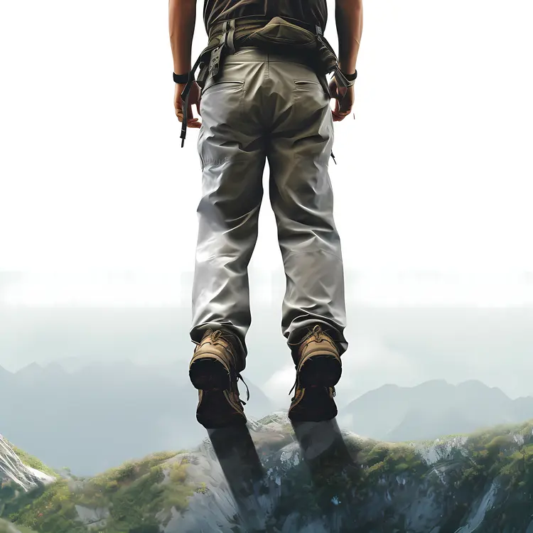Hiker Overlooking a Mountain Range