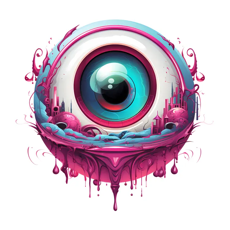 Surreal Artistic Eye with Dripping Paint