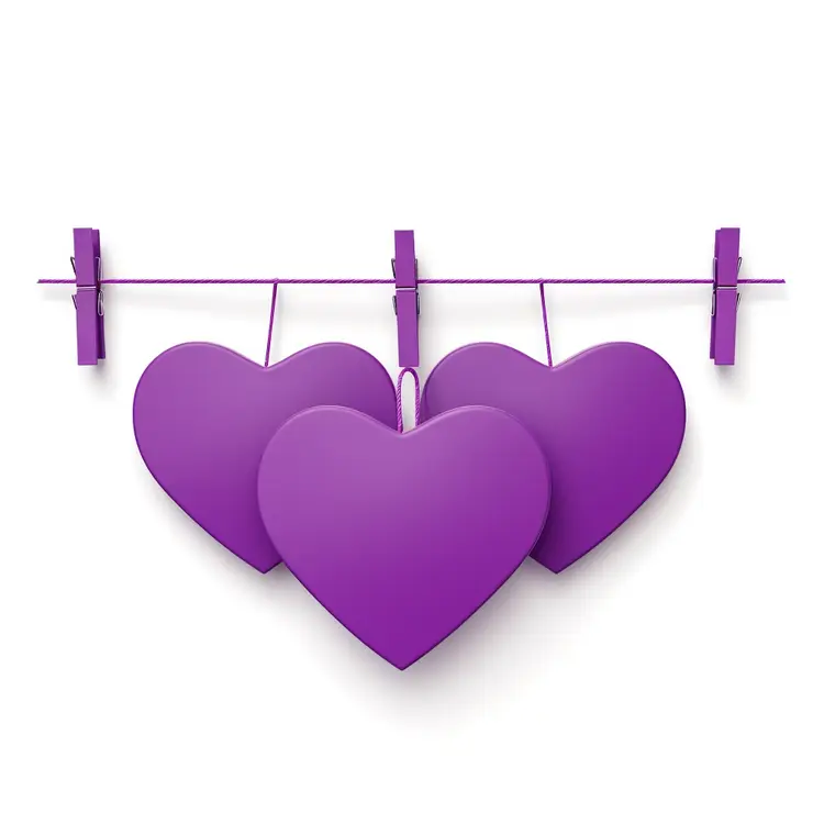 Hanging Purple Hearts for Valentine's Day