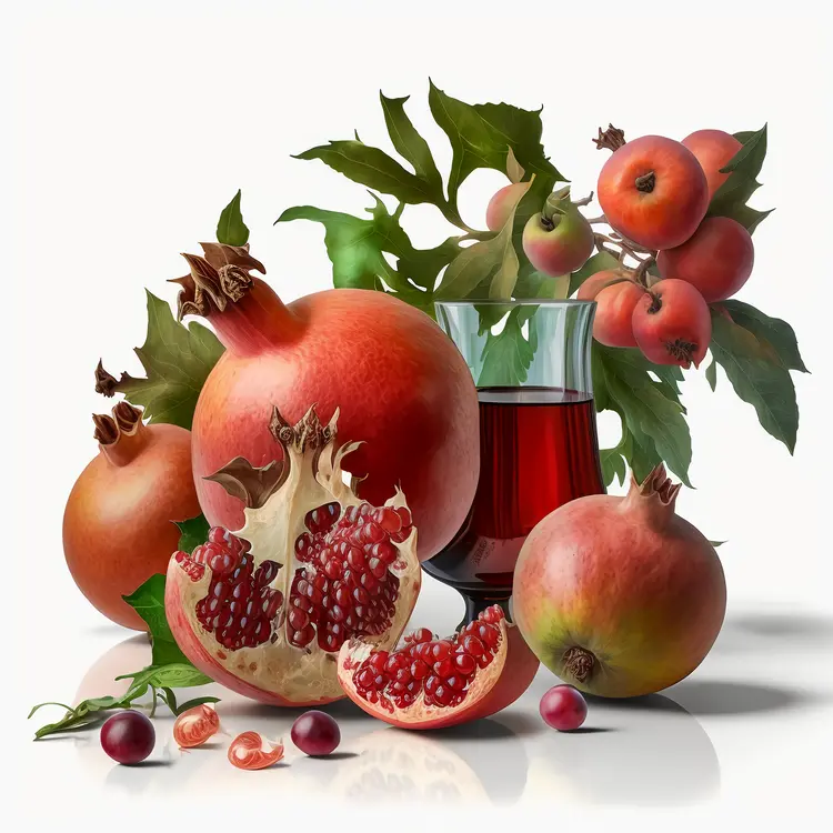 Fresh Pomegranates and Juice