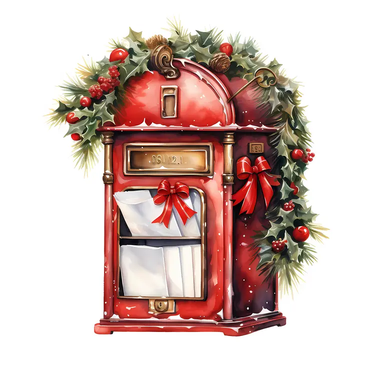 Red Christmas Mailbox with Festive Decorations