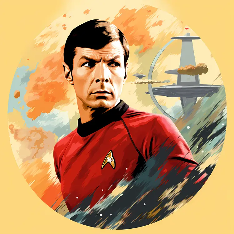 Man in Red Uniform with Futuristic Space Station Background