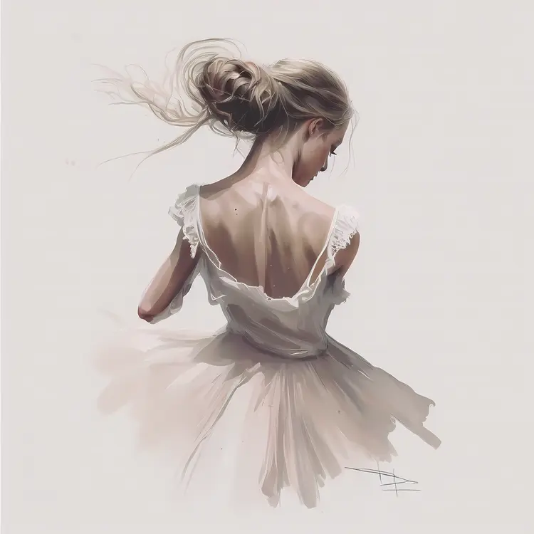 Elegant Woman in a White Dress Painting