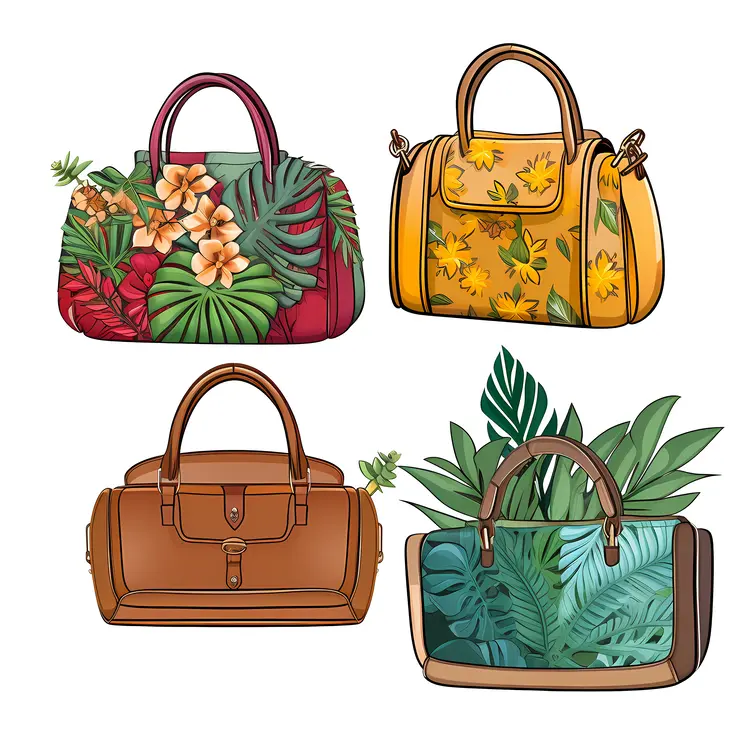 Stylish Handbags with Floral and Tropical Designs