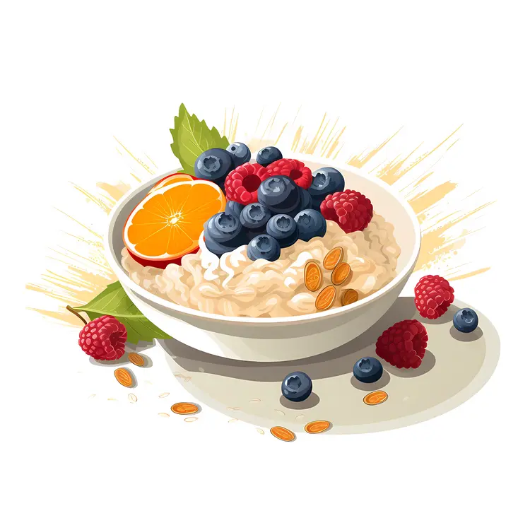 Bowl of Oatmeal with Blueberries and Orange