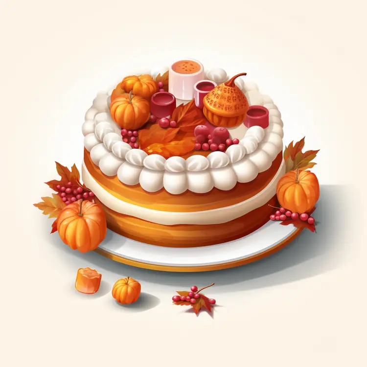 Pumpkin-themed Cake with Berries