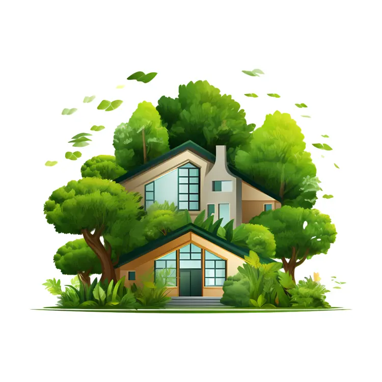 Eco-friendly House Surrounded by Trees