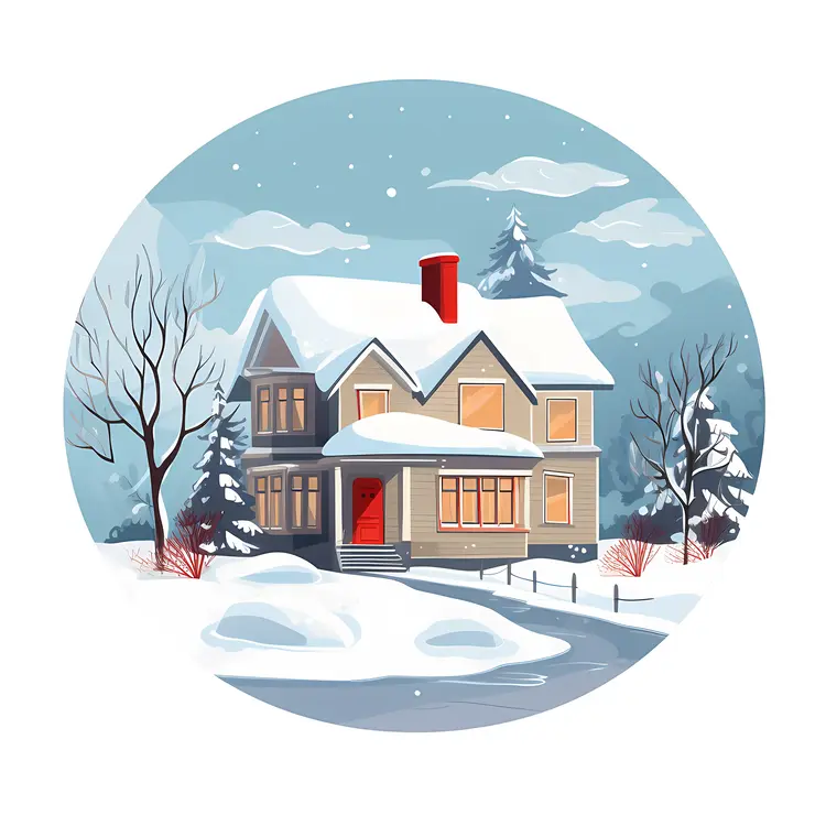 Snowy House in Winter Wonderland