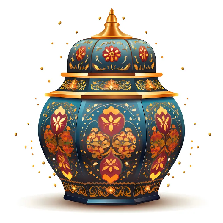 Ornate Floral Lantern with Golden Details