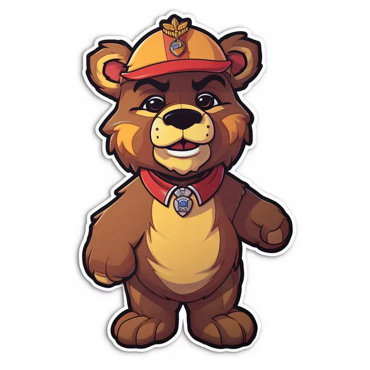 Cute Cartoon Bear with Hat and Scarf