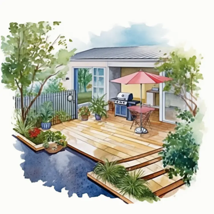 Cozy Patio with Outdoor Furniture and Grill