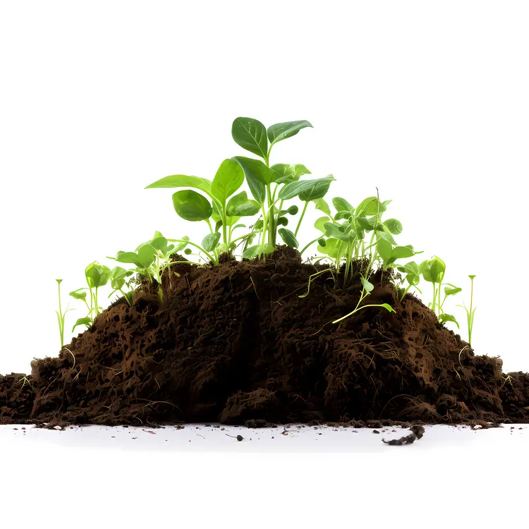 Seedlings Growing in Soil Illustration